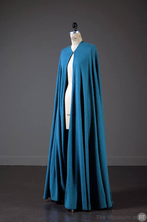 Floor length, full flared teal cape