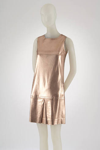 Pink metallic sleeveless mini dress 