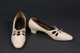 Tan suede tie shoes, tear-drop cut outs, low heel