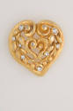 Yellow gold heart pin with small center heart set in large rhinestones