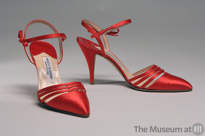 Red satin pointy toe high heel sandals with ankle straps with tiny bow detail 