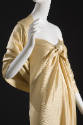 Yellow strapless floor length dress with neckline self tie and matching stole