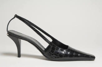 Black crocodile pointed toe sling back high heel shoe