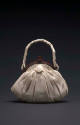 Small ivory shell shaped evening pouch with self handle