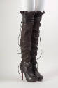 Brown thigh high boots with extreme high heels with attached belts