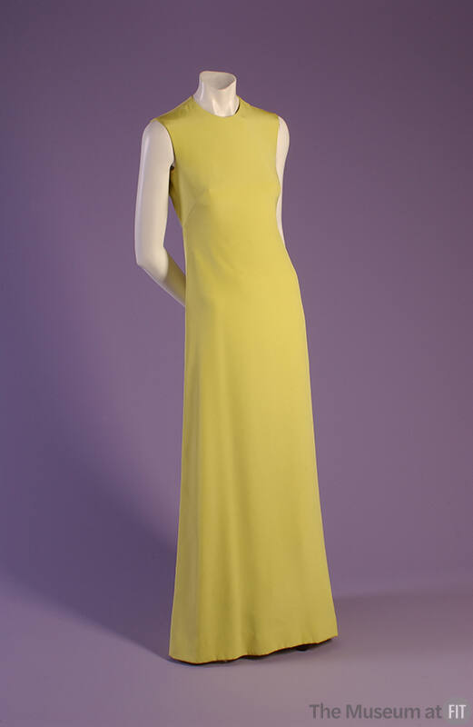 Yellow sleeveless floor length silk dress