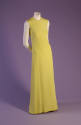 Yellow sleeveless floor length silk dress
