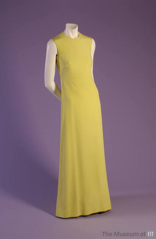 Yellow sleeveless floor length silk dress
