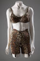 Brown, black and cream leopard print set of unstructured bra and panty girdle with black garter…