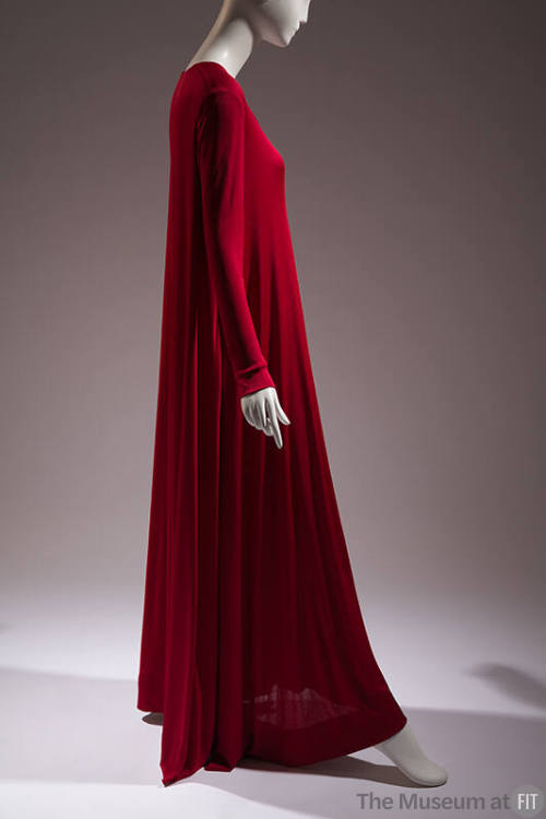 Red floor length caftan dress with long sleeves