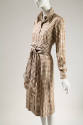 Brown and white cotton gingham shirt dress with matching sash belt