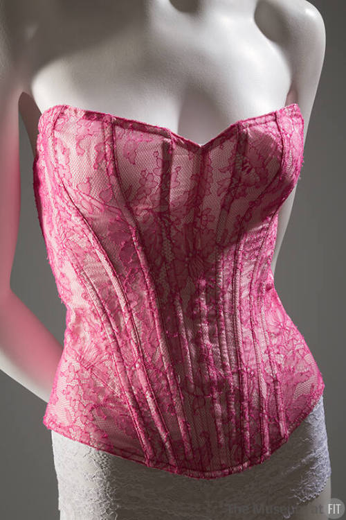 Deep pink boned, lace corset 