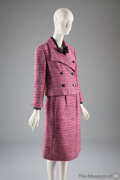 Pink and black double breasted jacket and matching skirt