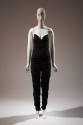 Black sleeveless fully ruched jumpsuit with spaghetti straps