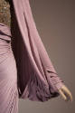 Detail view of light purple evening dress showing right sleeve gathered at wrist