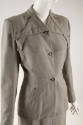 Gray / orange check jacket with overlapping decorative fabric strips