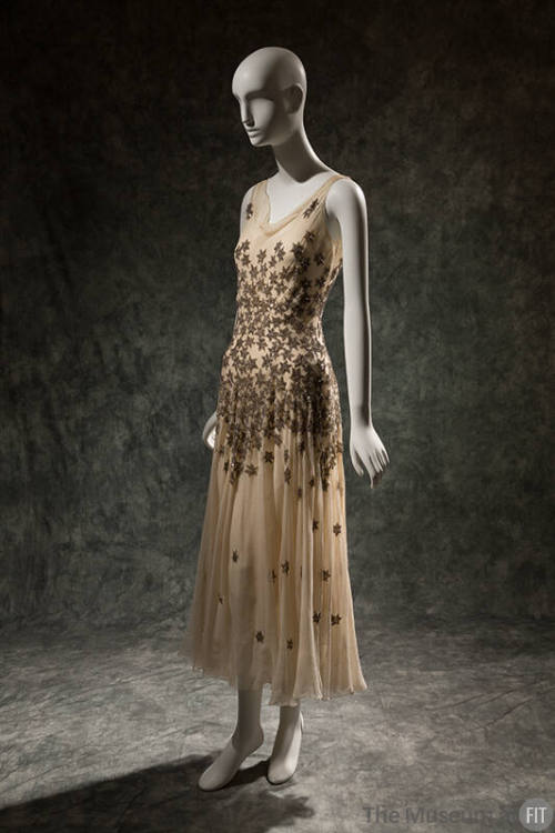Ivory evening dress with simple cowl neck, embroidered crystal beads and silver silver sequins …