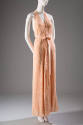 Pale orange halter nightgown with peach satin waist tie