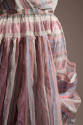 pink metallic, light purple, grey, and white striped bubble skirt shirred on leftt with band be…