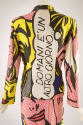 Back of suit jacket in blown up comic strip print with "DOMANI E'UN ALTRO GIORNO..." in text bu…