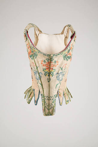 White corset stays with brocaded multicolor floral pattern