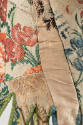 Detail view of seams of multicolor floral brocade corset stays