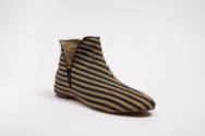 Single beige and dark brown striped ankle boot