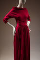 Two-piece dinner dress in dark pink: cowl neck, elbow length stylized dolman sleeves and ankle …