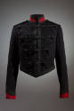 Black and red cropped jacket with braided ornamentation
