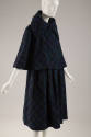 Navy blue, green, black, red and melton plaid cape and matching coat
