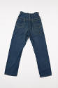 Back view of blue jeans showing patch pockets