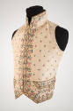 Off-white button front vest with floral embroidery