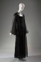 Black floor length night gown with black sheer long sleeve cape
