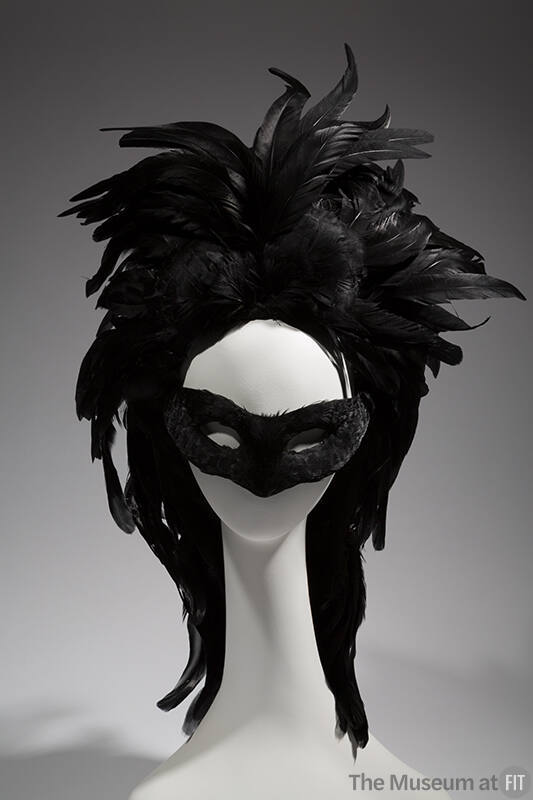 Black full feather headdress with matching mask
