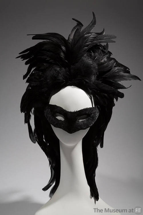 Black full feather headdress with matching mask