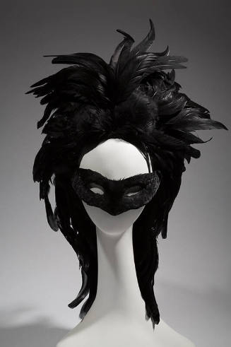 Black full feather headdress with matching mask