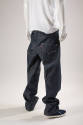 Back view of baggy blue denim jeans with large back pocket