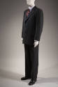 Dark grey flannel suit: jacket with notch collar, matching pants