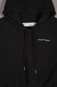 Detail of black hooded sweatshirt with Off-White logo 
