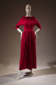 Two-piece dinner dress in dark pink: cowl neck, elbow length stylized dolman sleeves and ankle …