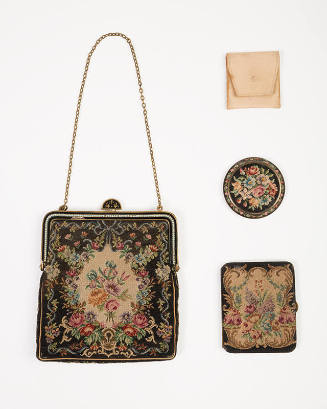 Small square pouch tapestry bag with symmetrical floral design, inner cigarette case, compact, …
