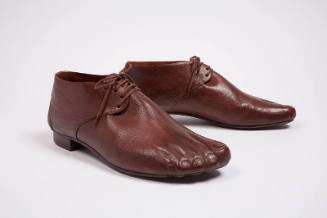 Brown leather lace up shoes with realistic toe front