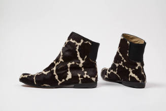 Giraffe print calf hair flat boots with elastic back 