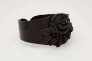 Black cuff bracelet with black 3D rose