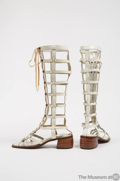 White leather lace-up knee-high gladiator sandal boots with wood stacked heel