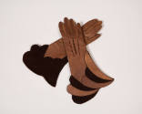 Two tone brown leather and suede gauntlet gloves