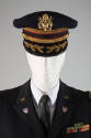 navy blue military hat with gold tone eagle insignia