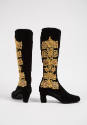 Black velvet boots with multicolor (predominately yellow) embroidery