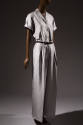 Silver grey pants set with short sleeve shirt and wide, cuffed pants