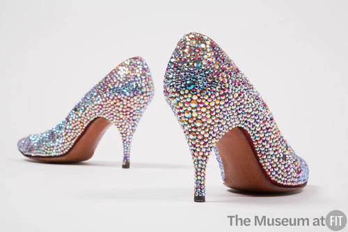 Iridescent rhinestone high heel stiletto evening pumps

